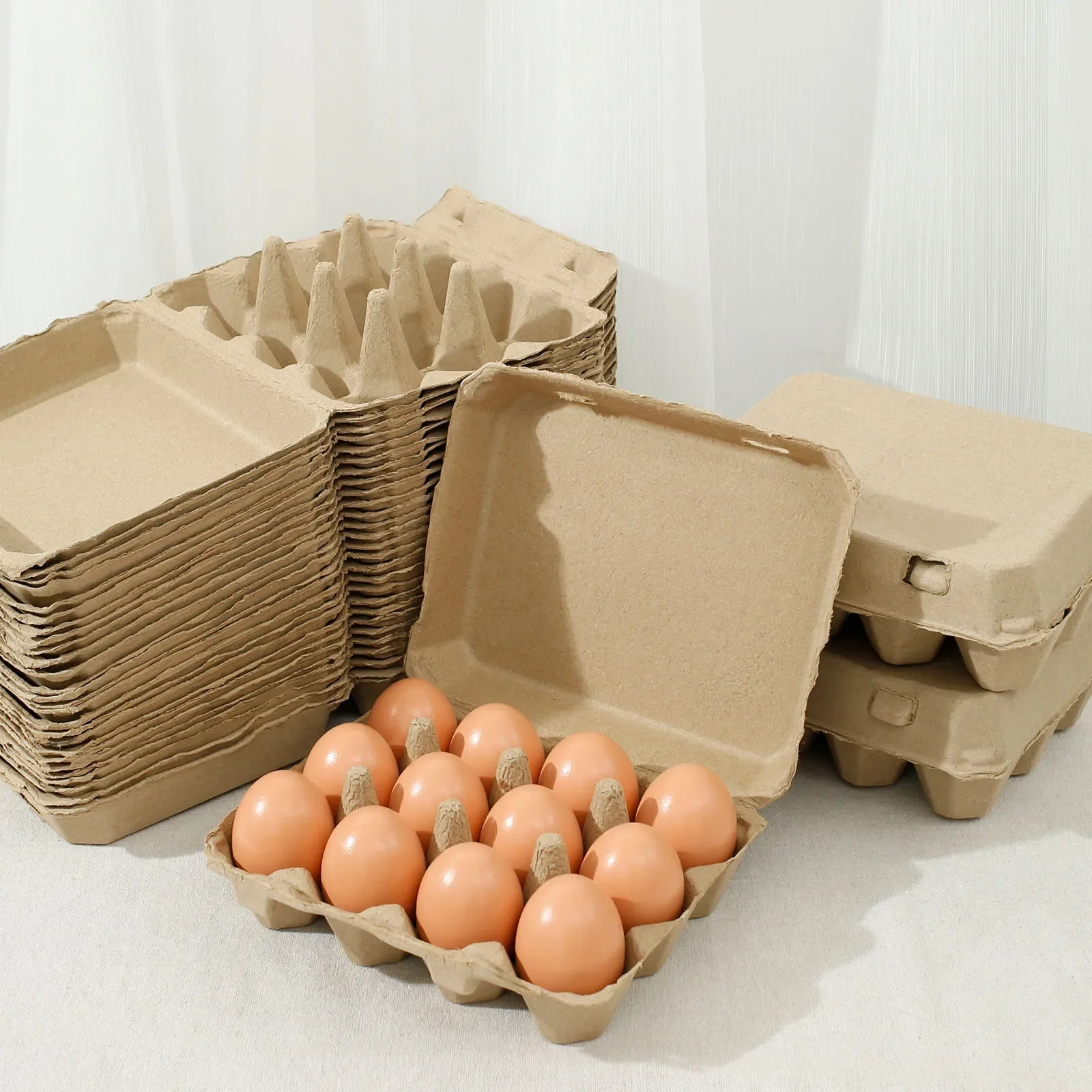 20/30Pcs Egg Boxes Cardboard for 12 Eggs, 1/2 Dozen Pulp Egg Cartons, Recyclable and Biodegradable Egg Trays for Home Kitchen
