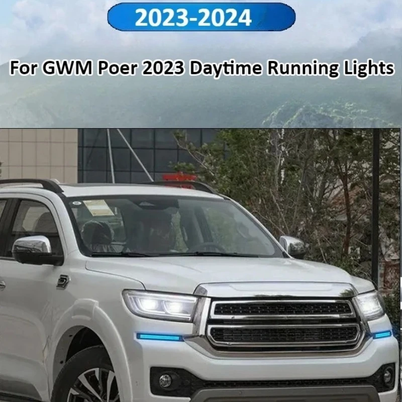 

For GWM Poer Commercial 2023 2024 Day Running Light Modification LED Daytime Running Lights Front Bumper Decorative Light
