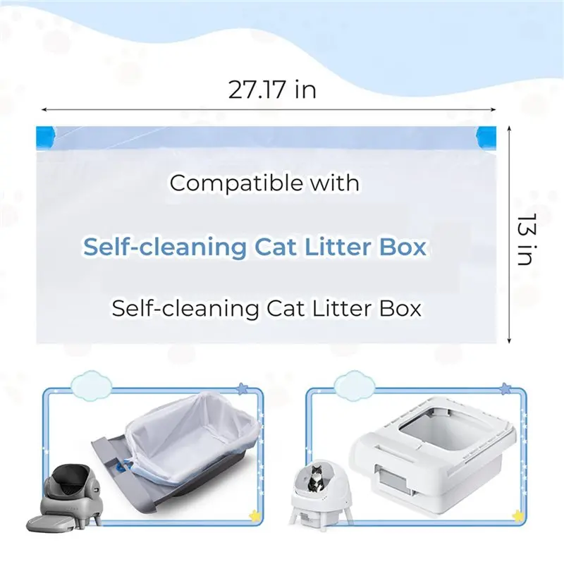 A74U 200X Cat Litter Bags Liners For Neakasa M1 And Pet Pivot Autoscooper 11 Open-Top Self-Cleaning Litter Box Drawstring Bag