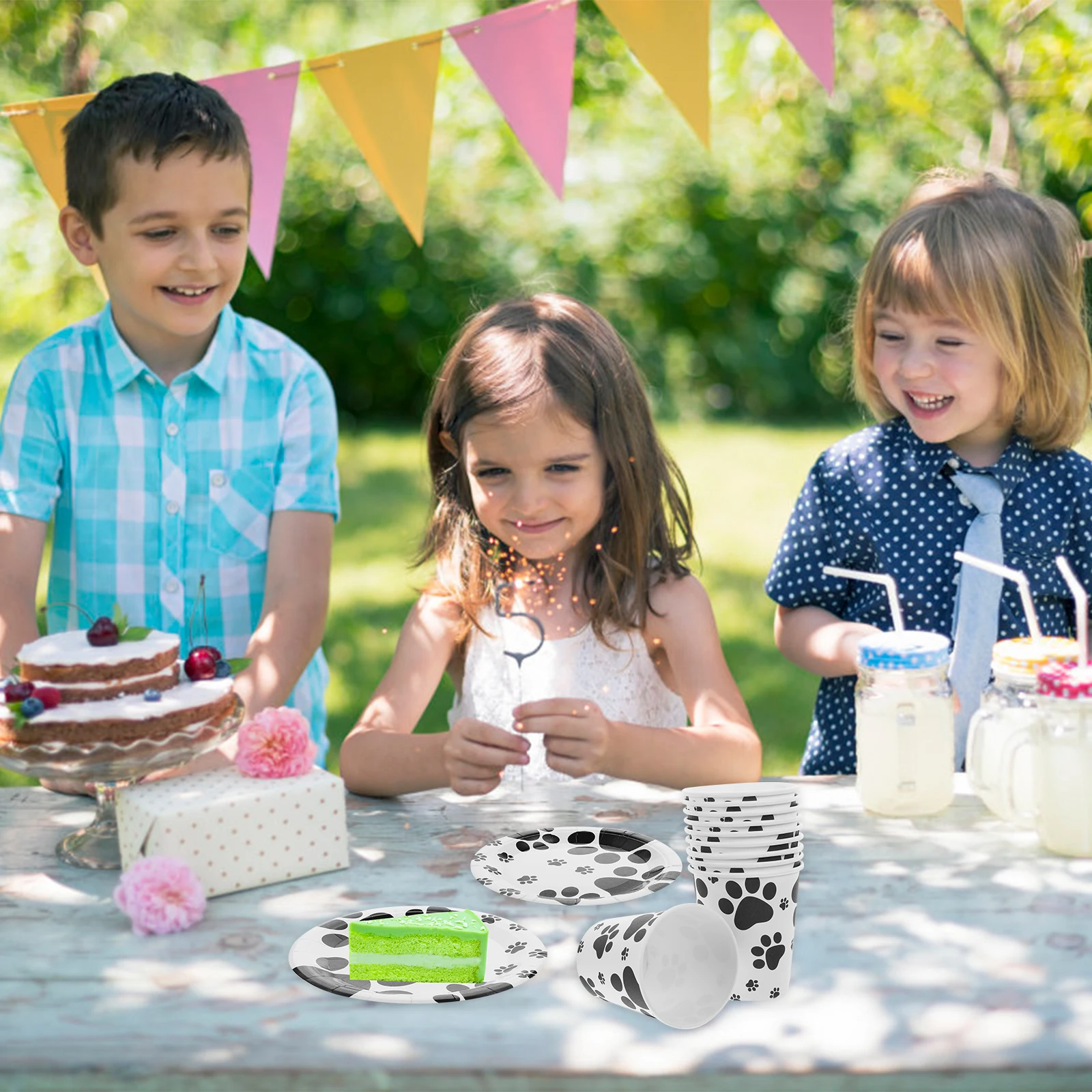 

60pcs Dog Theme Party Supplies Pet Birthday Decoration Disposable Paper Tableware For Birthday Picnic Restaurant Use No Burrs
