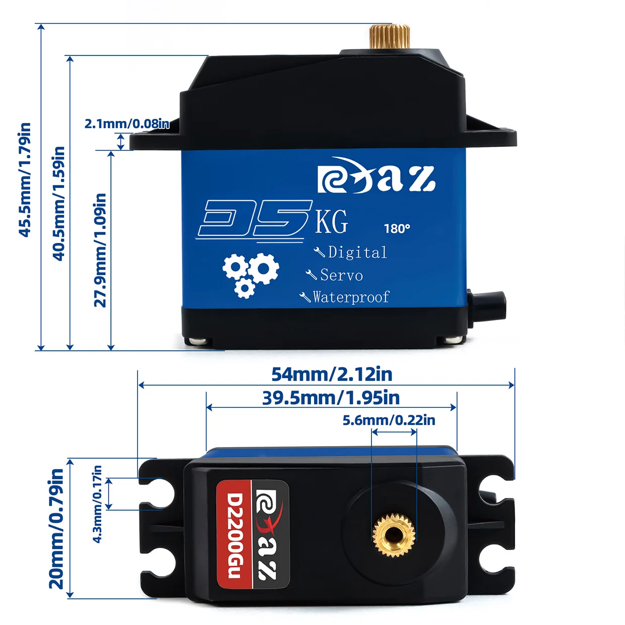 RCXAZ Upgrade D2200Gu 35KG 30KG Digitale Servo Hoog Koppel Waterdichte Servo voor RC Auto Crawler SCX10 Truck robot Boot Onderdelen