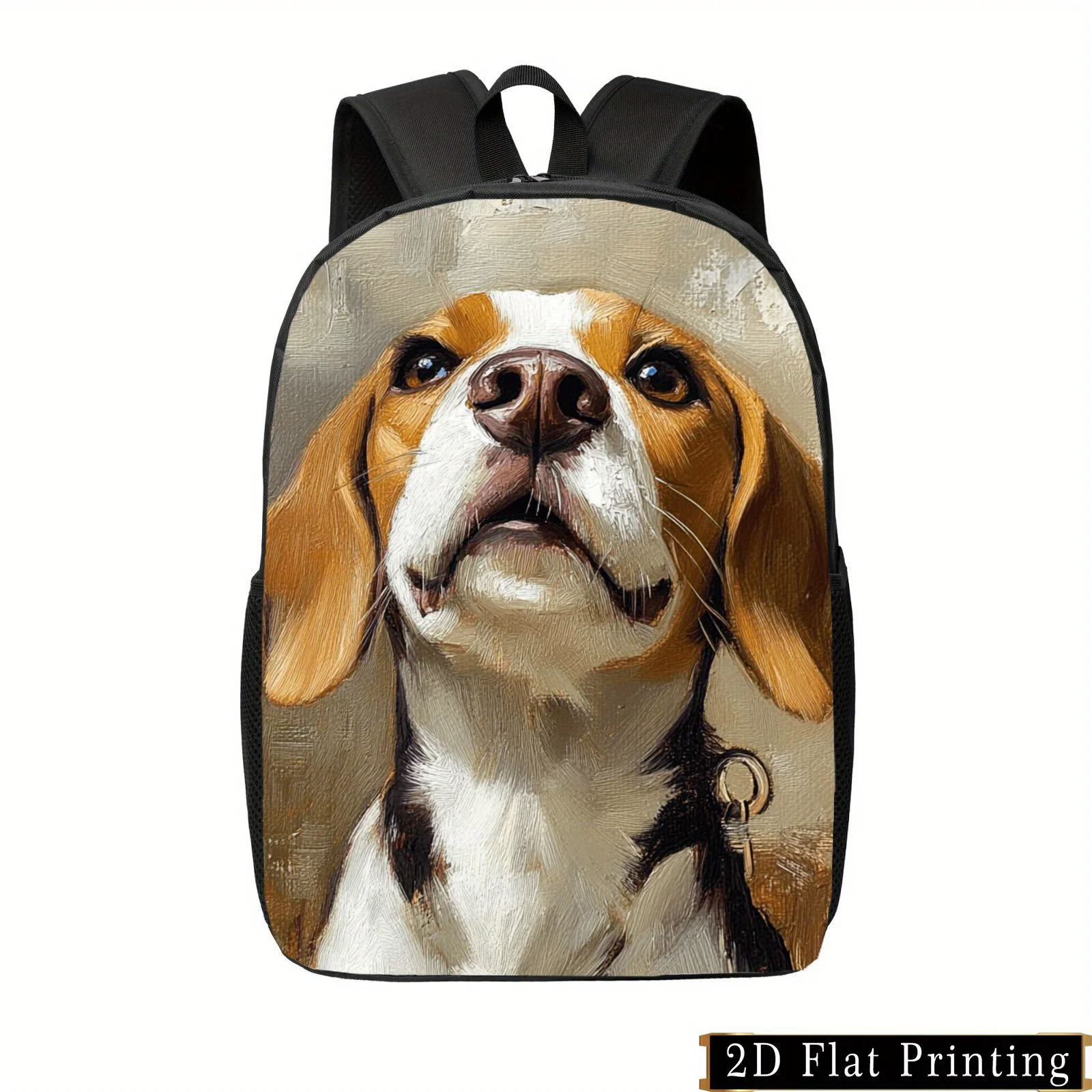 

Stylish Casual Beagle Print Backpack - Lightweight Large Capacity Unisex School Bag with Adjustable Straps, Side Pockets