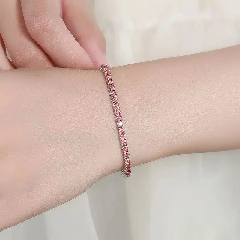 

Nexil Jewelry Luxury Solid Platinum PT950 Women's Orange 3MM 4mm Moissanite Diamond Bracelet Ins Niche Diamond Bracelet