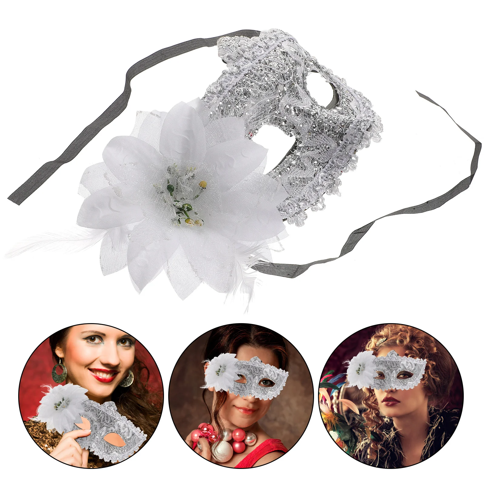 

Red Crystal Rhinestones Venetian Lace Face Masquerade Halloween Costume Party Cosplay Elegant With Headband Durable Hard Plastic