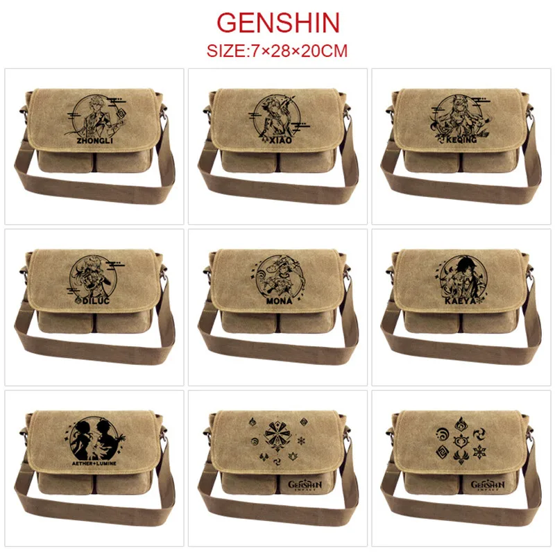 Genshin Impact torba crossbody Messenger torby płócienna torba na ramię Cartoon Anime School Book Tote