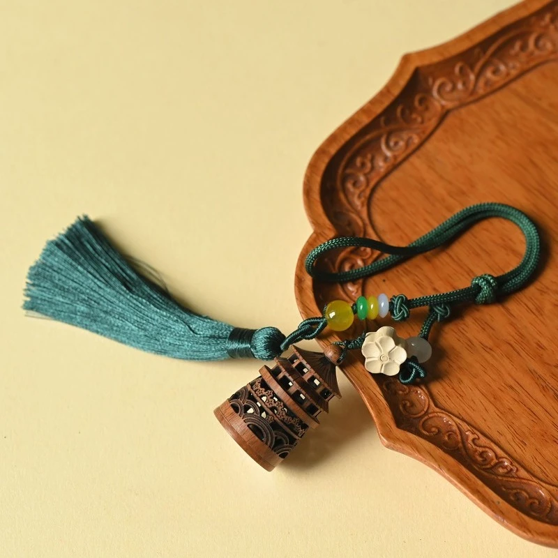 Pear Wood Hollow Temple of Heaven Chinese Style Sachet Car Hanging Tassel Bag Ornament Portable Decoration Crafts