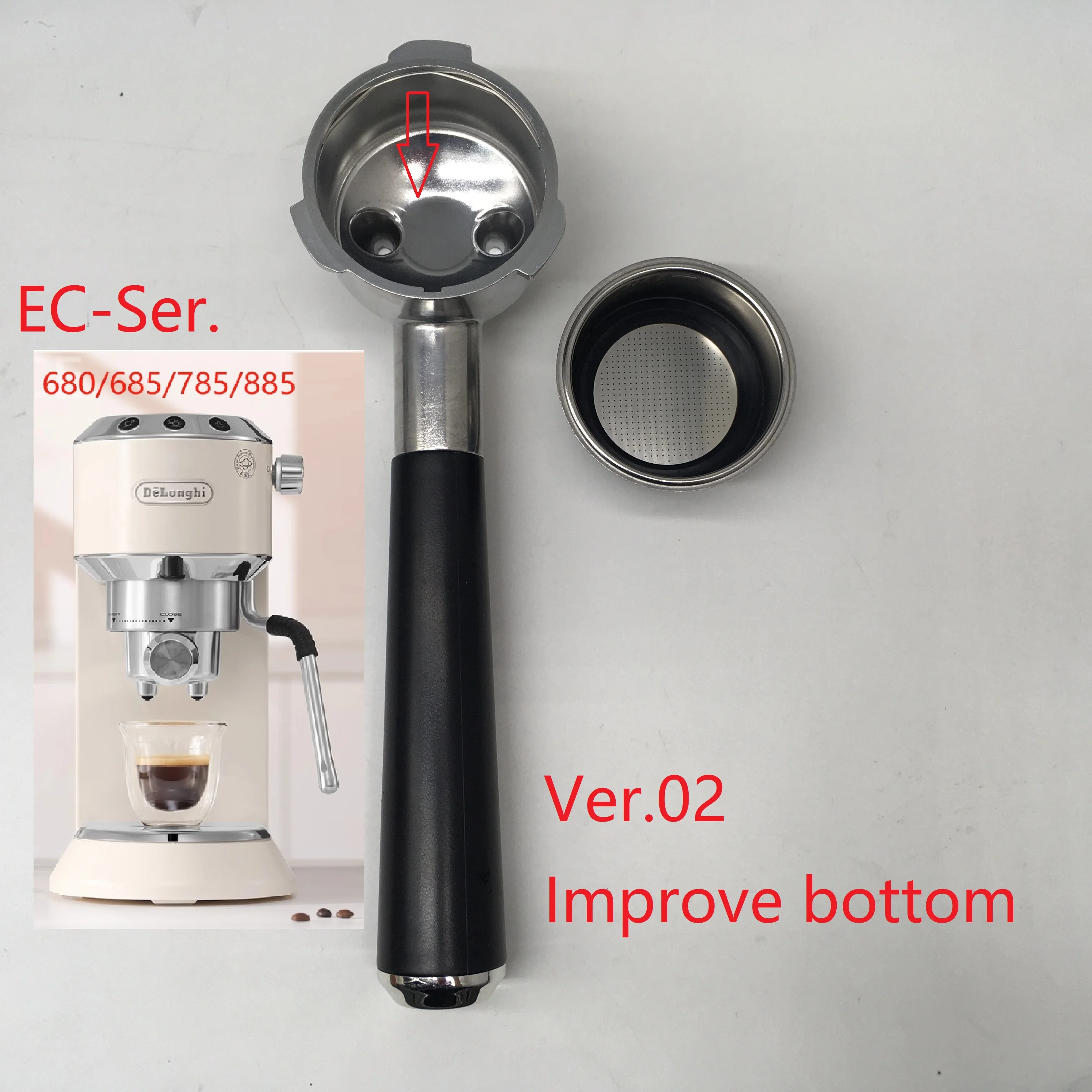 Ver.02 Delonghi 3ears Portafilter EC680 EC685 EC785 EC885-serie 51Filter Holder Eupa Espresso
