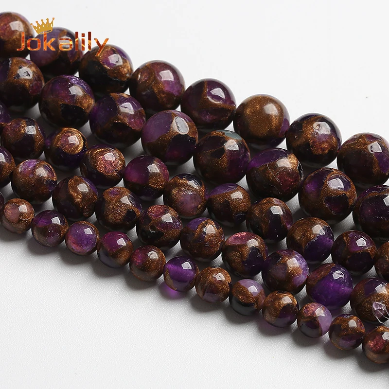 

Natural Purple Cloisonne Stone Round Loose Beads DIY Bracelets Necklaces Accessories For Jewelry Making Needlework 4 6 8 10 12mm