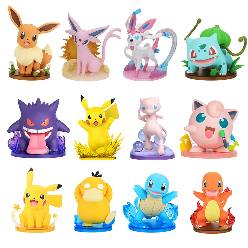 

Original Pokemon PVC Action Figure Pikachu Eevee Leafeon Gengar Bulbasaur Charmander Squirtle Mew Jigglypuff Collection Dolls