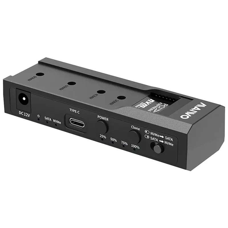 A14M  Dual Bay M.2 Nvme Case and SATA HDD Docking Station Type C Docking Station 3.5Quot, Clone Duplicator EU Plug