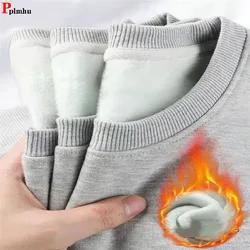 Winter Fall Oversize 95kg Sweatshirt Plush Lined Loose Pullovers Thick Woman Solid Color Sweatshirts Casual O-neck Warm  Felpe