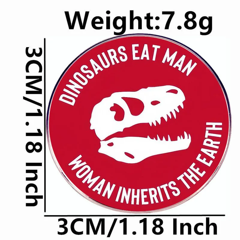 Dinosaurs Eat Man Woman Inherits The Earth Enamel Pins Lapel Badge Brooch Decoration Jewelry