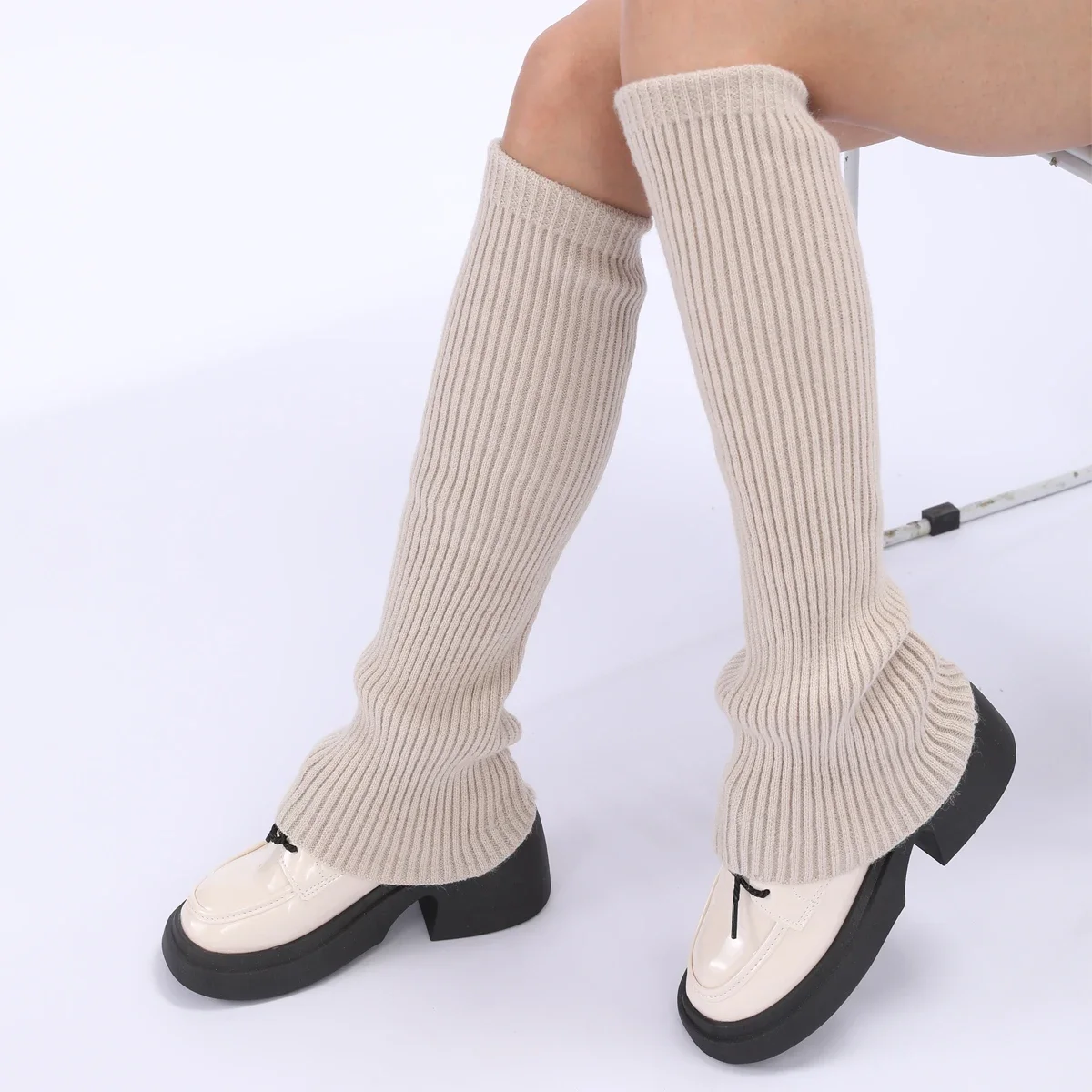 Wool Fabric Women Knitted Leg Warmers Solid Color Fashion Stripes Elegant Retro Warm Daily Dating Party Use Gift First Choice