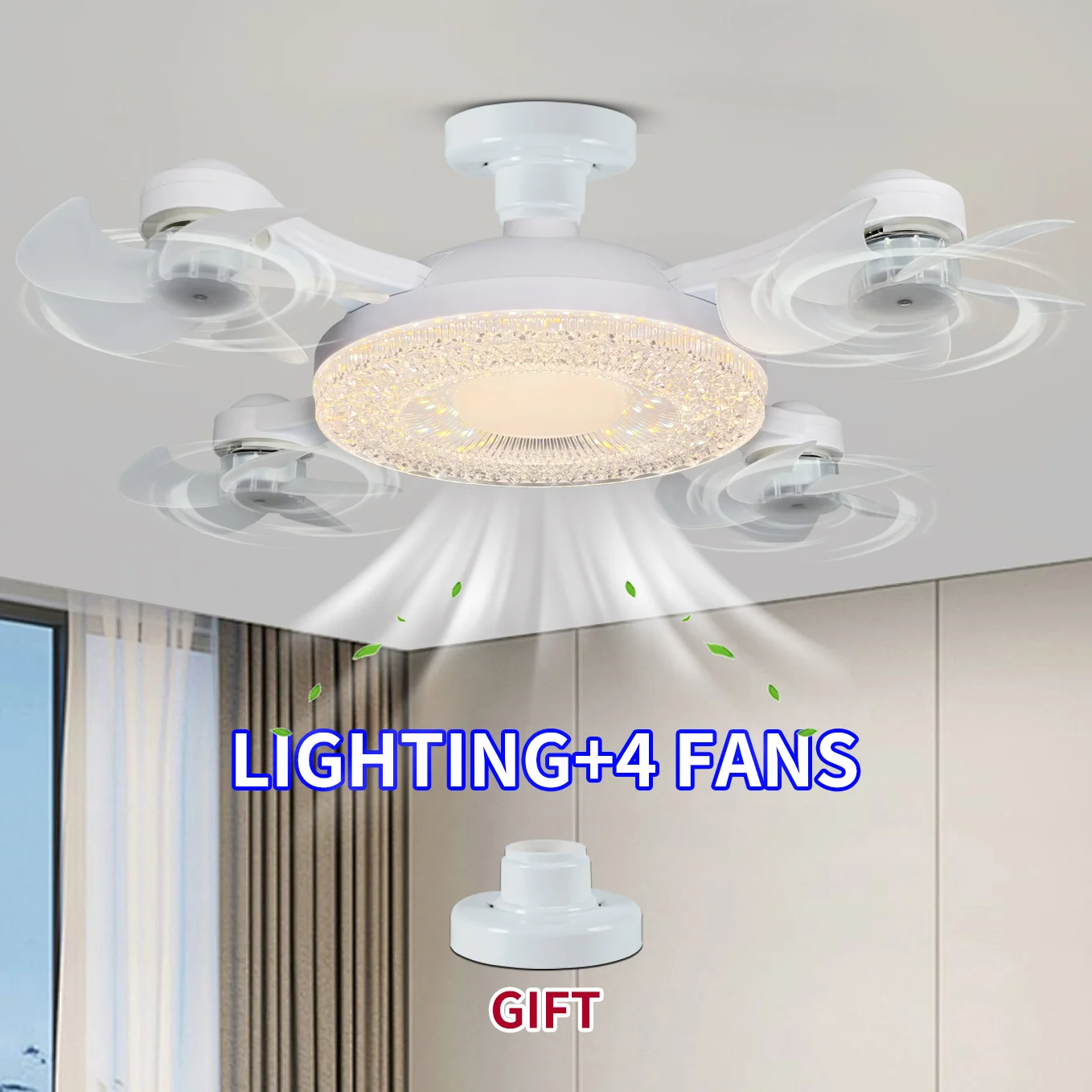 

Подвесной светодиодный потолочный вентилятор для дрона 2-в-1, дистанционное затемнение, 3 цвета, бесшумный 3-скоростной большой вентилятор, подходит для гостиных