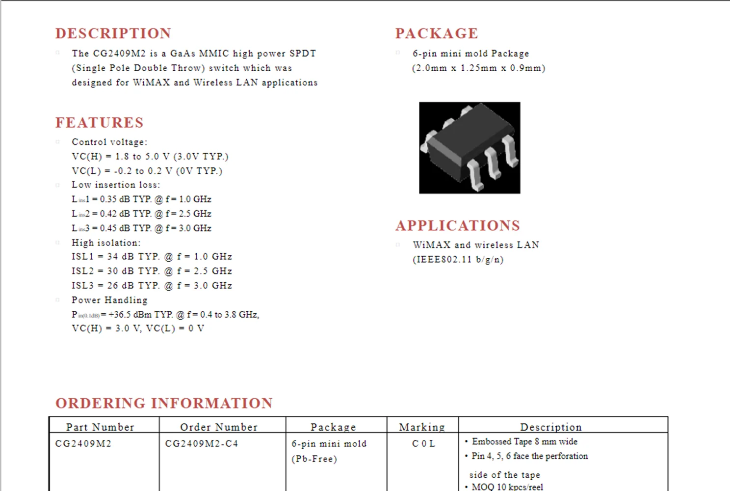 جديد وأصلي (10 قطعة) (وضع علامة C0L) SOT-363 Switch IC #2