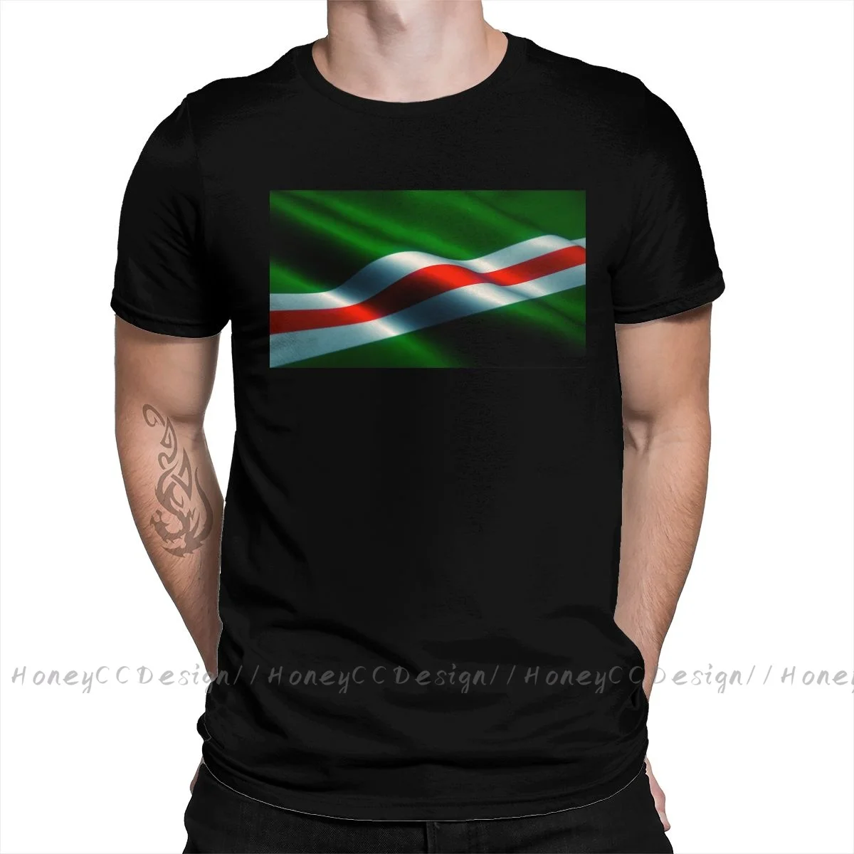 Chechnya CHECHEN 2021 New Arrival T-Shirt Flag Ichkeria Unique Design Shirt Crewneck Cotton for Men TShirt