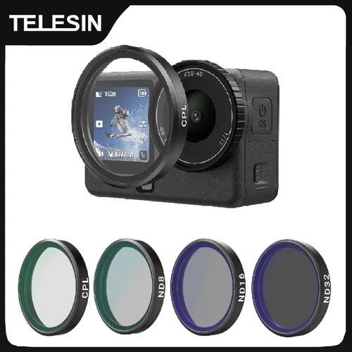 TELESIN CPL ND8 ND16 ND32 UV VND filtro de lente de liberación rápida para DJI OSMO Action 6 marco de filtro para DJI Action 6 CPL ND juego de filtros