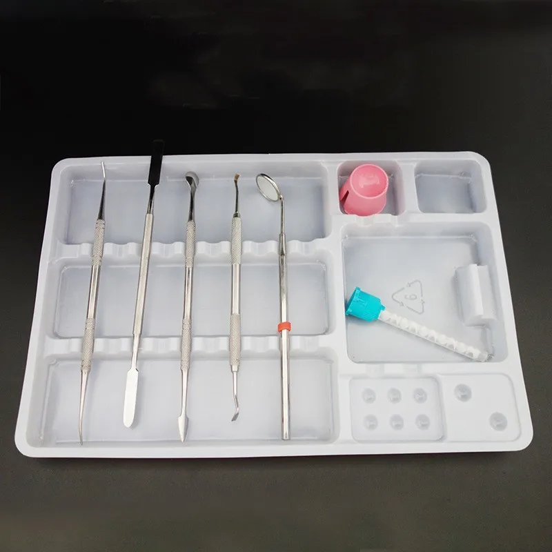 50pcs Dental Disposable Plastic Instrument Tray Segregated Placed Holder Box Dentist Instruments Appliances Consumable