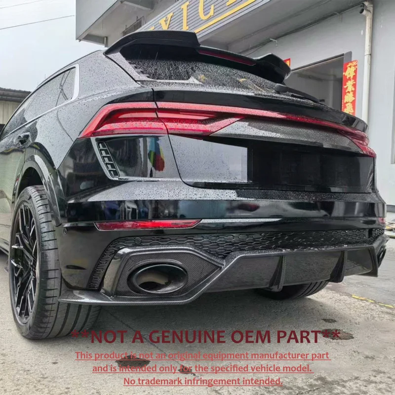 For Audi Q8 RS8 ABT Style Carbon Fiber Body Kit Front Lip Rear Lip Wheel Arch Trim Wind Knife Exterior Parts
