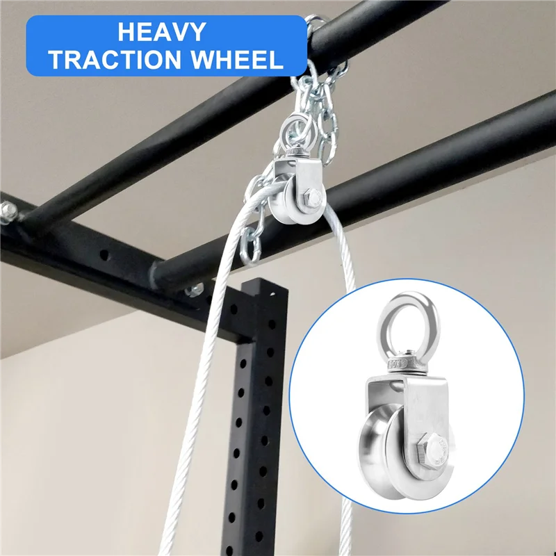 VEHO-U Type Swivel Pulley 304 Stainless Steel Duplex Bearing Silent Detachable 360 Degree Rotation Heavy Duty Traction Wheel