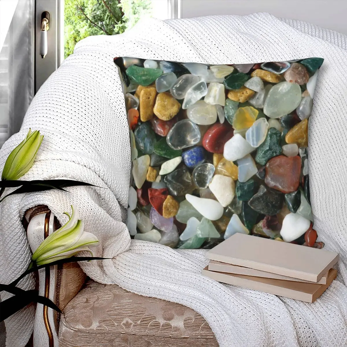 Tiny Little Precious Stones Square Pillowcase Polyester Pillow Cover Velvet Cushion Zip Decorative Comfort Throw Pillow For Home