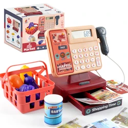 Supermarket Cash Register Game Pretend Play Toy Electric Puzzle Play Toy House Miniature Food Calculation Girl Toy Kids Gift