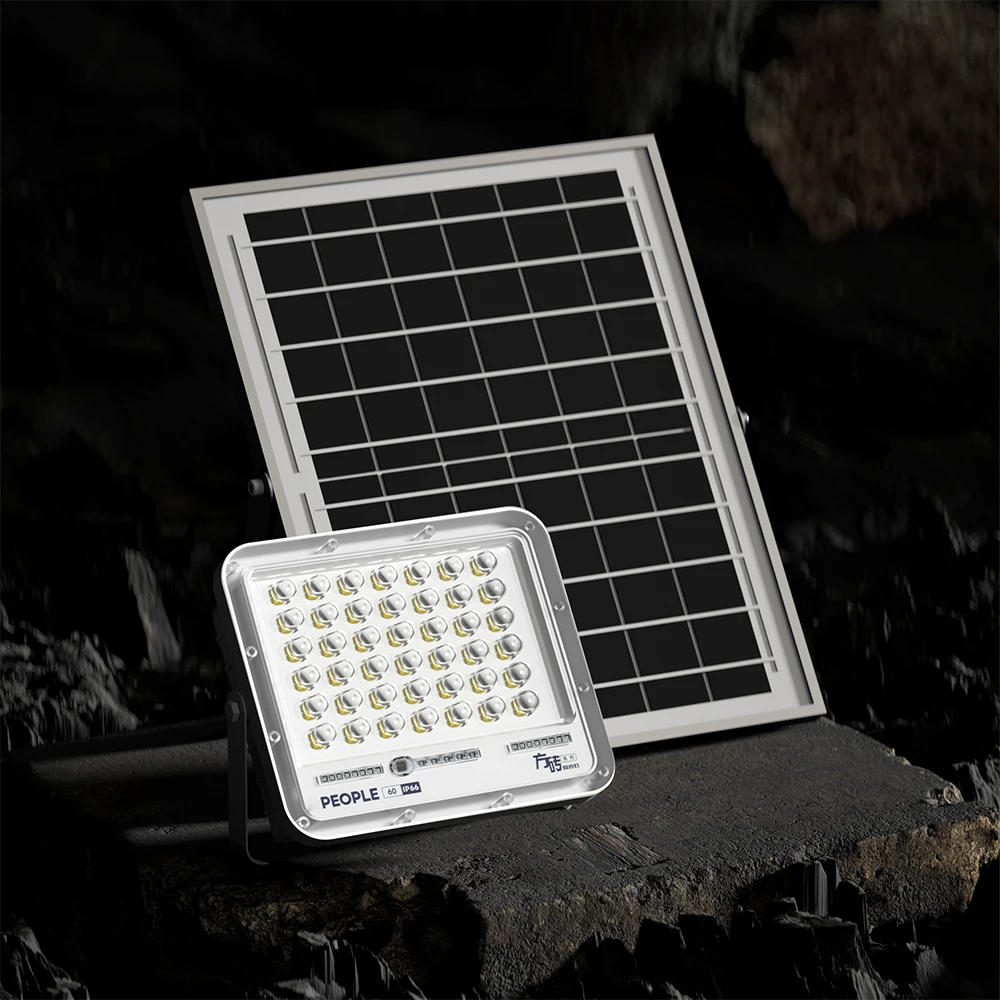 

60W Solar Flood Light Outdoor LiFePO4 Battery Long Life Aluminum Housing IP66 Waterproof LED Spotlight for Garden Yard Pathway