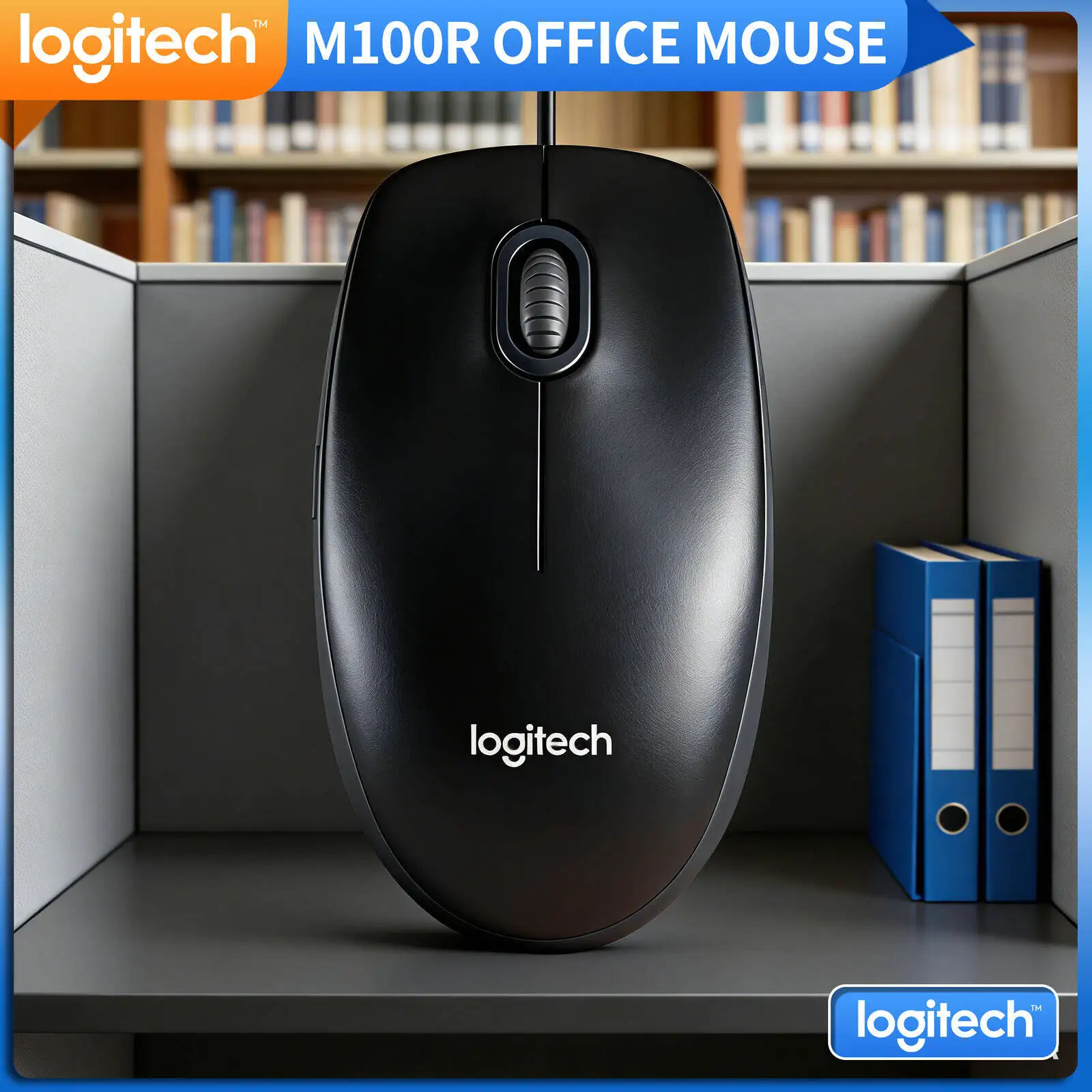 

Высококачественная проводная USB-мышь Logitech M100R с прецизионным сенсором 1000 DPI, 3 кнопками и колесом прокрутки, прочный кабель для офиса, дома, школы