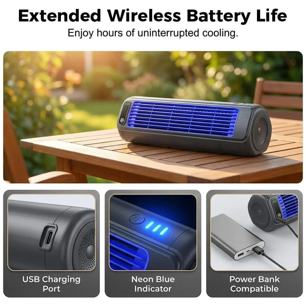 Rechargeable Wall Mount Fan Portable Air Conditioner Fan Silent for Home Kitchen Bedroom No Drilling Summer Desktop Cooling Fan