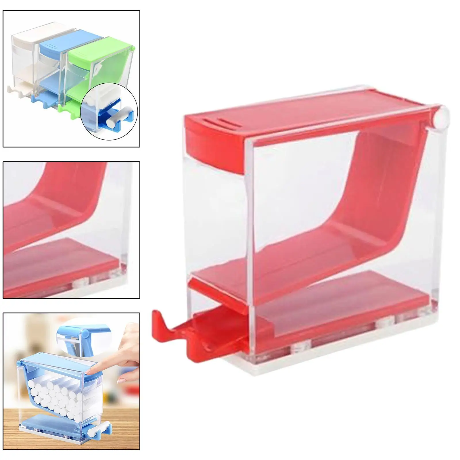 Cotton Roll Dispenser Sturdy PP Plastic Rotating Storage Box Dustproof Holder Organizer for Home Spa