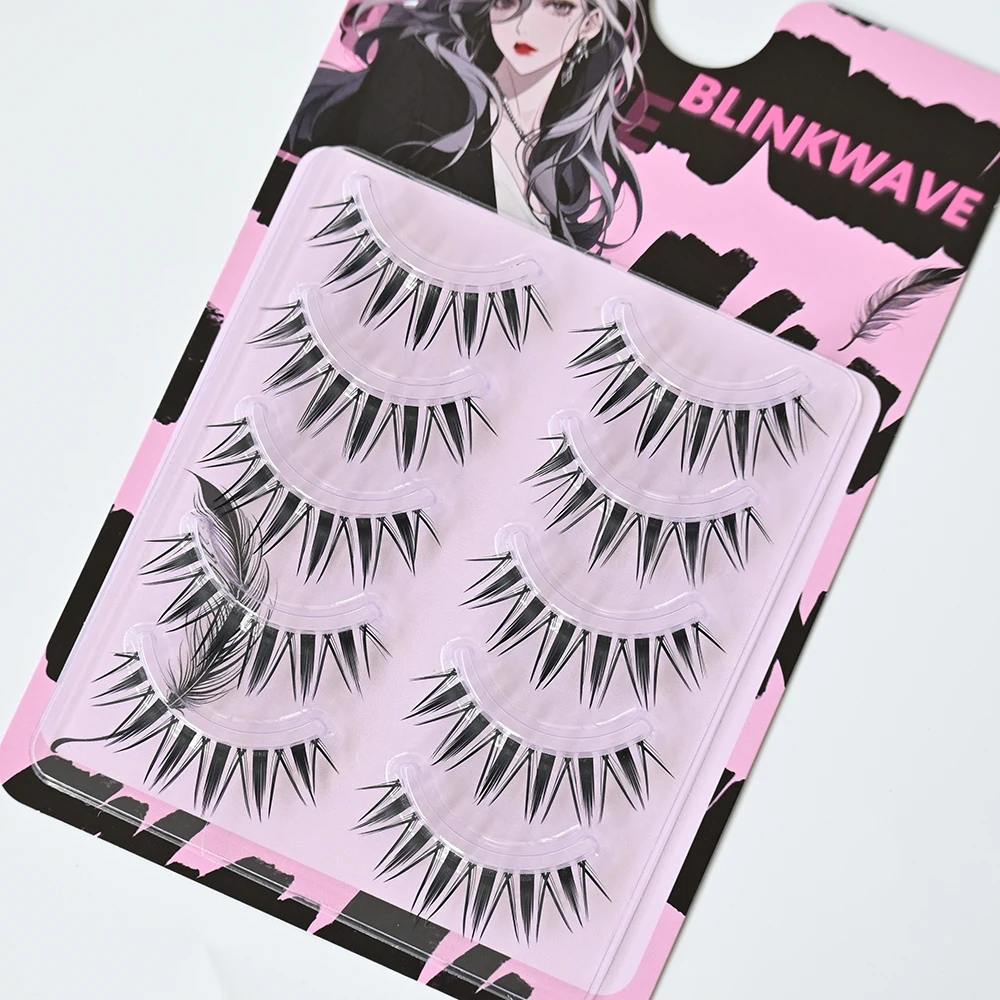 11-13mm Spiky Manga Lashes Clear Band Dramatic Eye Look False Eyelashes Anime Spiky Lashes Beginner-friendly False Eyelashes