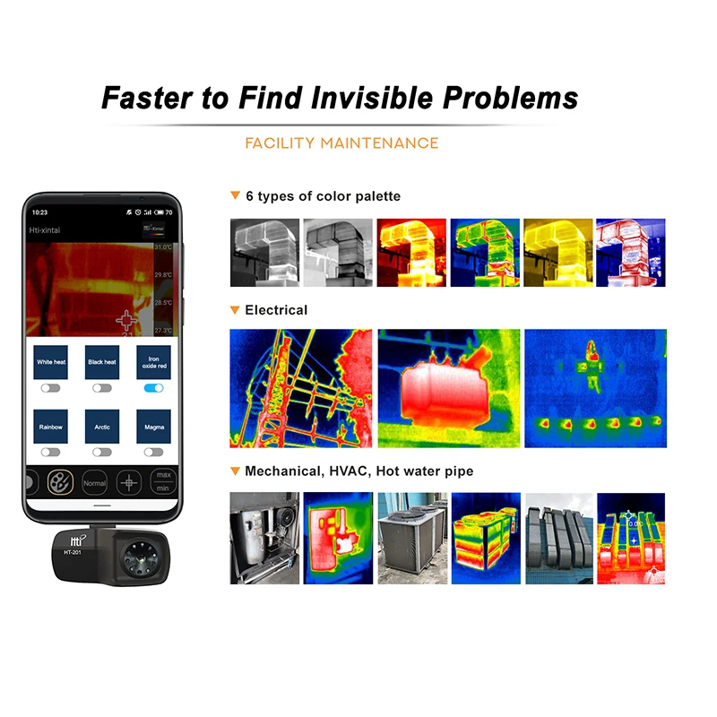 Câmera termográfica infravermelha hti HT-201 para suporte de telefone, gravação de vídeo e fotos para android tipo-c, câmera térmica