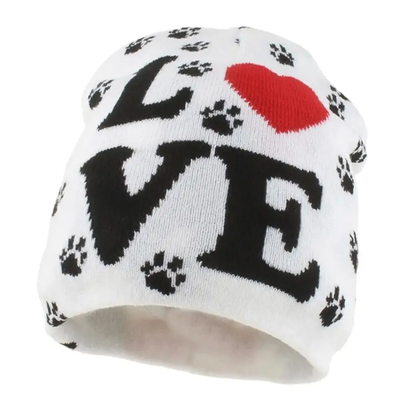 652F 2000s Knitted Brimless Letter Heart Jacquard Pattern Pullover Hat Hiphop Brimless Hat