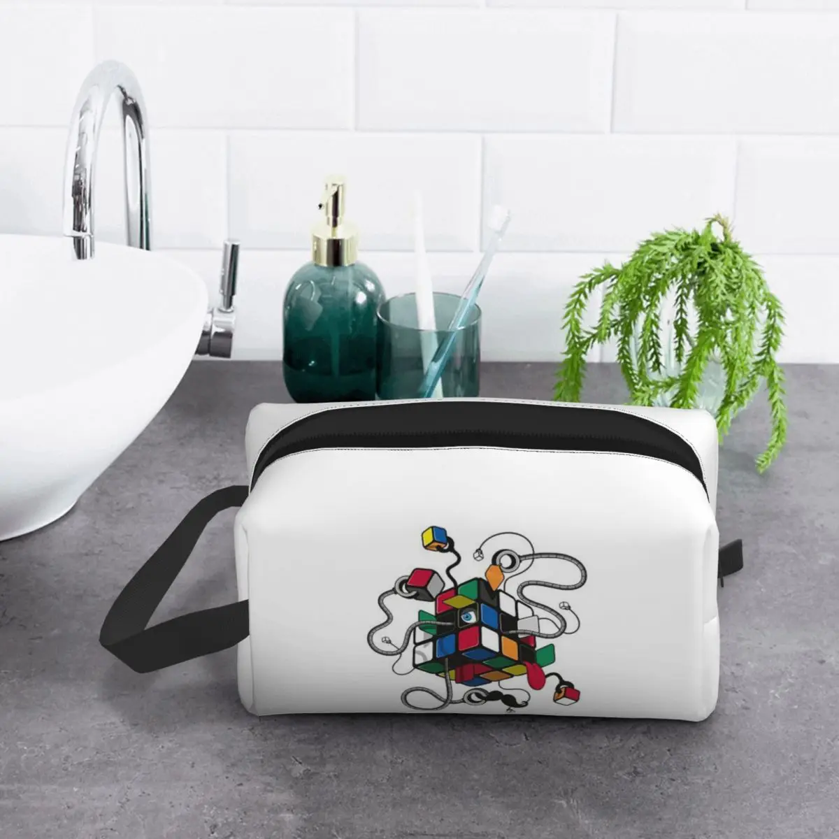 Rubix Rubiks Rubics Makeup Bag Cosmetic Organizer Storage Dopp Kit Toiletry Cosmetic Bag for Women Beauty Travel Pencil Case