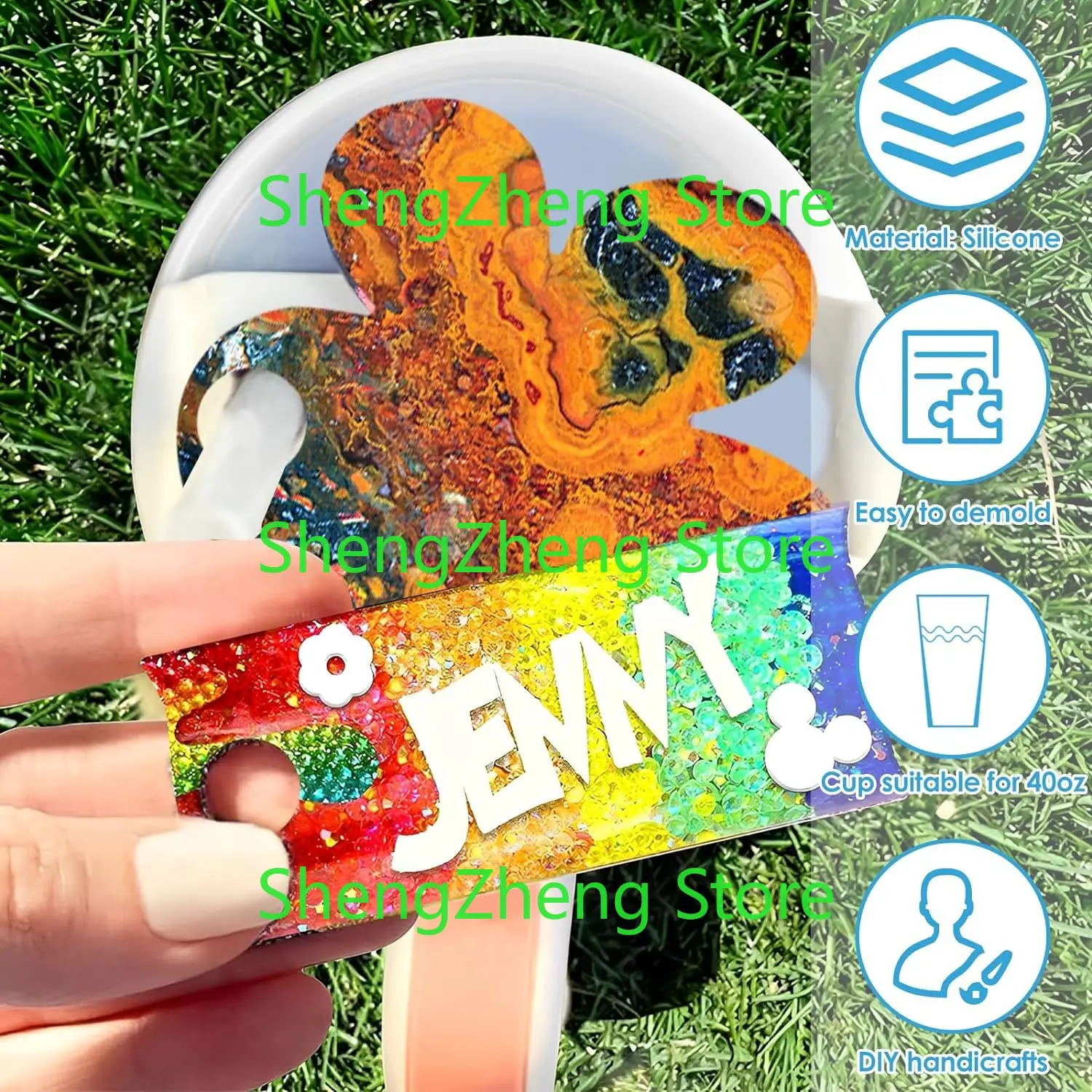 2Pcs  Name Plate Resin Molds Silicone DIY Personalized Silicone Name Plate Mold Name Tag for Tumblers Easy to Release Reusable