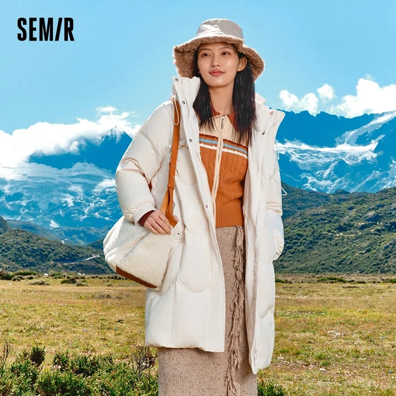 

Semir Down Jacket Women Long Loose and Gentle Design 2023 New Winter Warm Hooded Textured Jacket