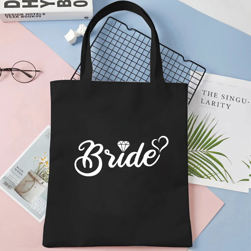 Team Bride Squad Tote Bags Women Bachelorette Single Farewell Party Canvas Shopping Bag Girl Bridal Shower Wedding Shoulder Bags