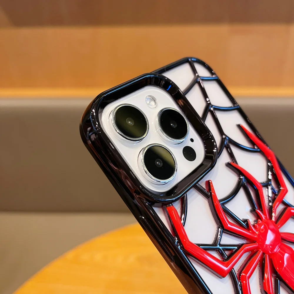Lustige 3D-Hohlspinnen-Hülle für iPhone 14, 15, 16 Plus, weiche TPU-Beschichtung, Wärmestrahlungsabdeckung für iPhone 13, 12, 14, 15, 16, 17 Pro Max – Detail 6