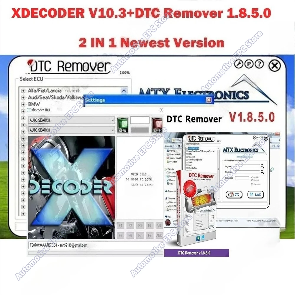 Hot Selling XDecoder 10.3 DTC Remover DTC OFF Delete obd2 scanner Software Disable Error off DTC Remover 1.8.5.0 for many Laptop