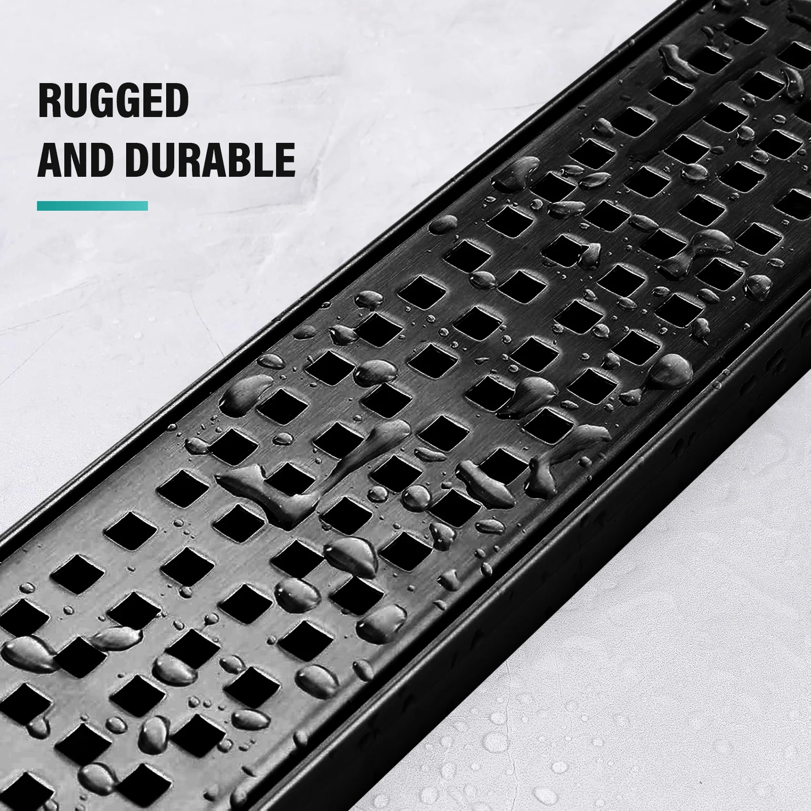 استنزاف دش خطي، استنزاف خطي عالي التحمل 48 بوصة، استنزاف الحمام مع مصفاة شعر للطابق السفلي والمطبخ والطابق السفلي #5