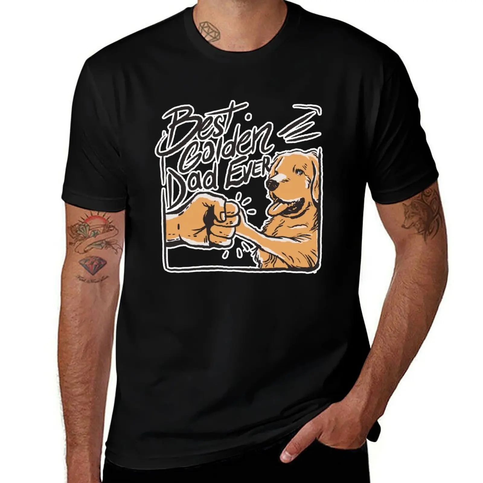Best Golden Dad Ever - Golden Retriever Dog T-Shirt Big and Tall Short Sleeve Tee T-Shirt