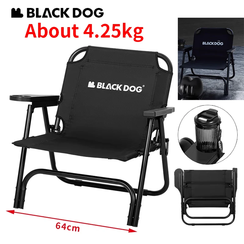 

Naturehike BLACKDOG Camping Folding Chair Carbon Alloy Pipe 600D Oxford Outdoor Fishing Armchair With Cup Holder High Load 150kg