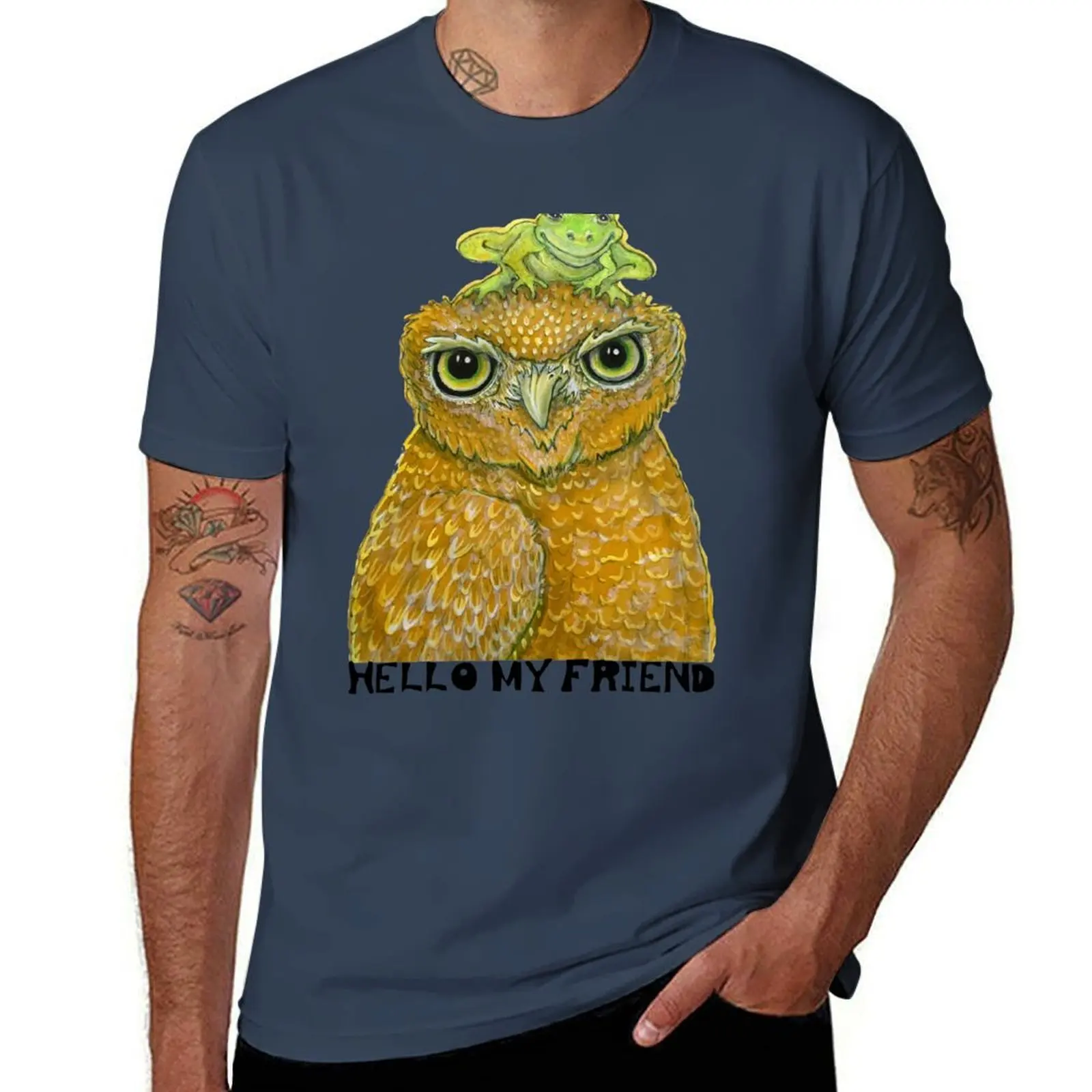 

Owl and Frog T-Shirt t shirt man cotton man t shirts for men T-Shirt
