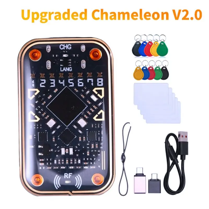 【BRILLIANT 】محاكي قارئ الرقائق الذكية Chhameleon V2.0 RFID + 15 قطعة بطاقة سلسلة مفاتيح UID/CUID 125 كيلو هرتز 13.56 ميجا هرتز بطاقة فك تشفير NFC Duplica #3
