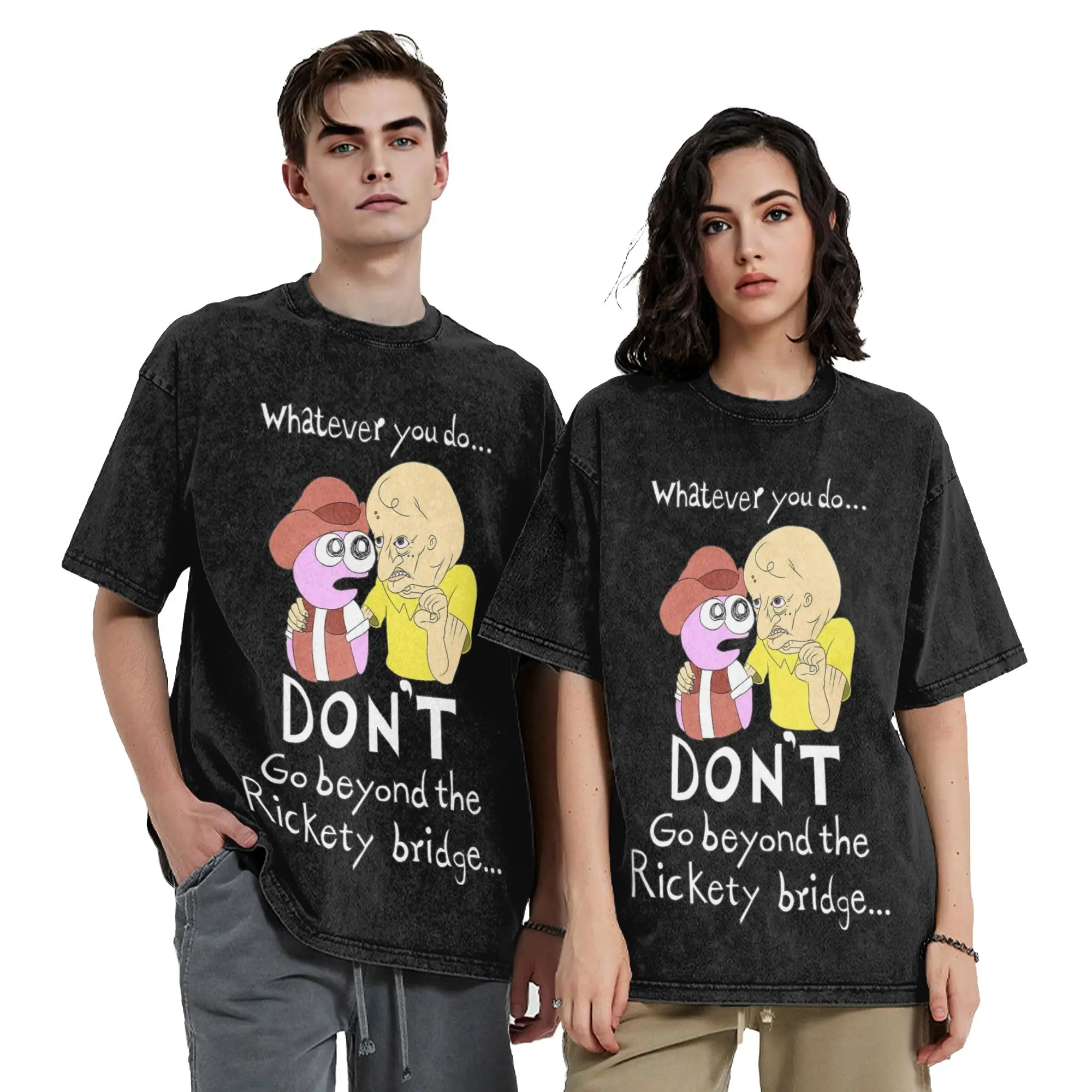 Smiling Friends Mr. Boss T Shirt Hip Hop Washed Short Sleeve Street T-Shirts Men Women Tops Streetwear Printed Tee Shirt