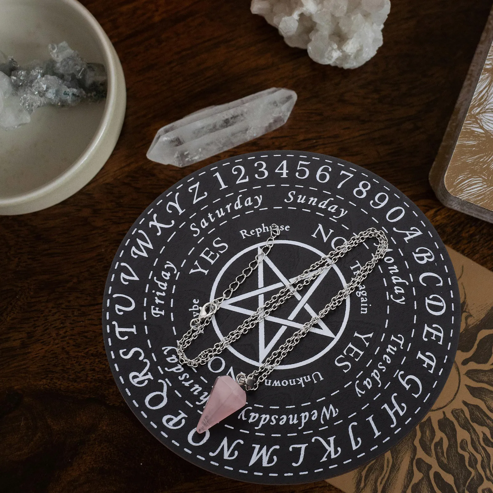 

Набор: Деревянная доска для маятника, резная, для гадания, медитации, декор для дома, принадлежности для гадания, декоративное украшение для маятника