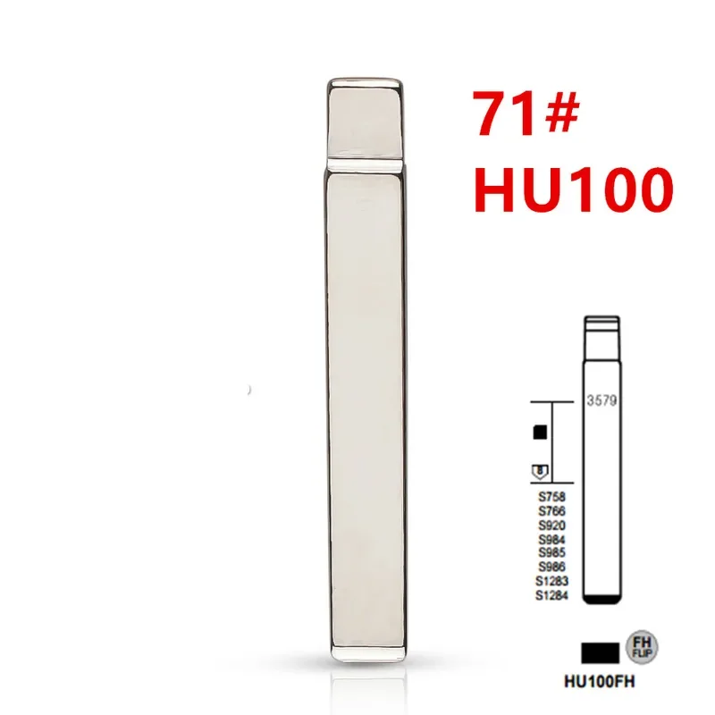 10 piezas 71 #   HU100 HU100FH hoja de llave remota de Metal sin cortar en blanco para Opel, Chevrolet, Buick para keydiy KD xhorse VVDI JMD