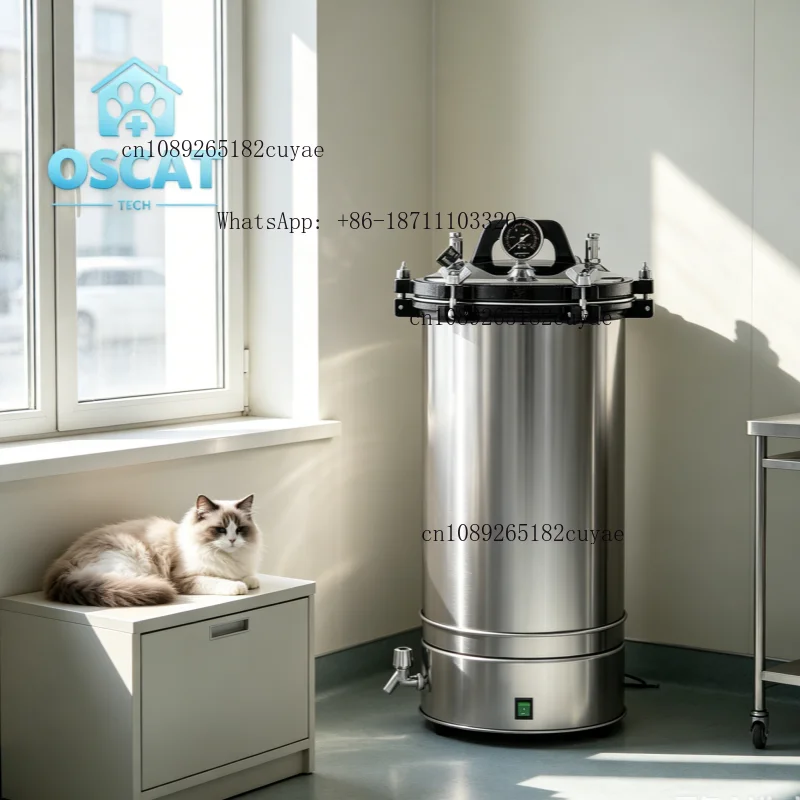 OSCAT Veterinary Instrument Portable Vet Sterilizer Electric Autoclave Stainless Steel With Safety Protection