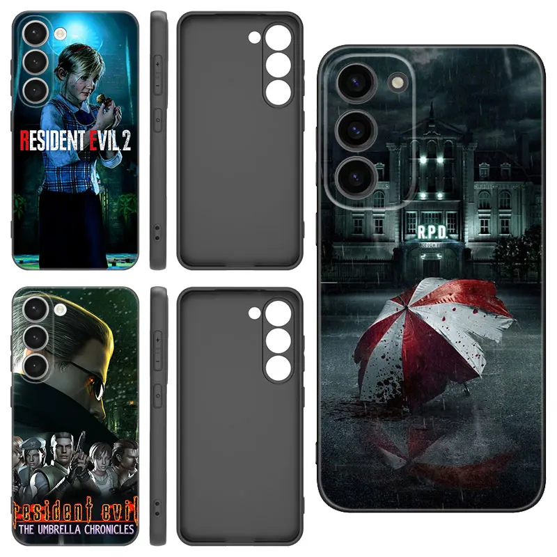 R-RESIDENT GAME EVILS Black Silicone Phone Case For Samsung Galaxy S20 S23 FE S21 S22 S24 Ultra S10 Lite S8 S9 Plus S7 Edge