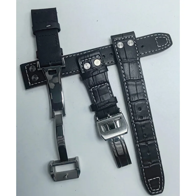 Кожаный ремешок для часов с заклепками 20 мм, 21 мм, 22 мм, подходит для часов IWC TOP GUN Big Pilot Spitfire Hamilton, черный, коричневый ремешок для часов